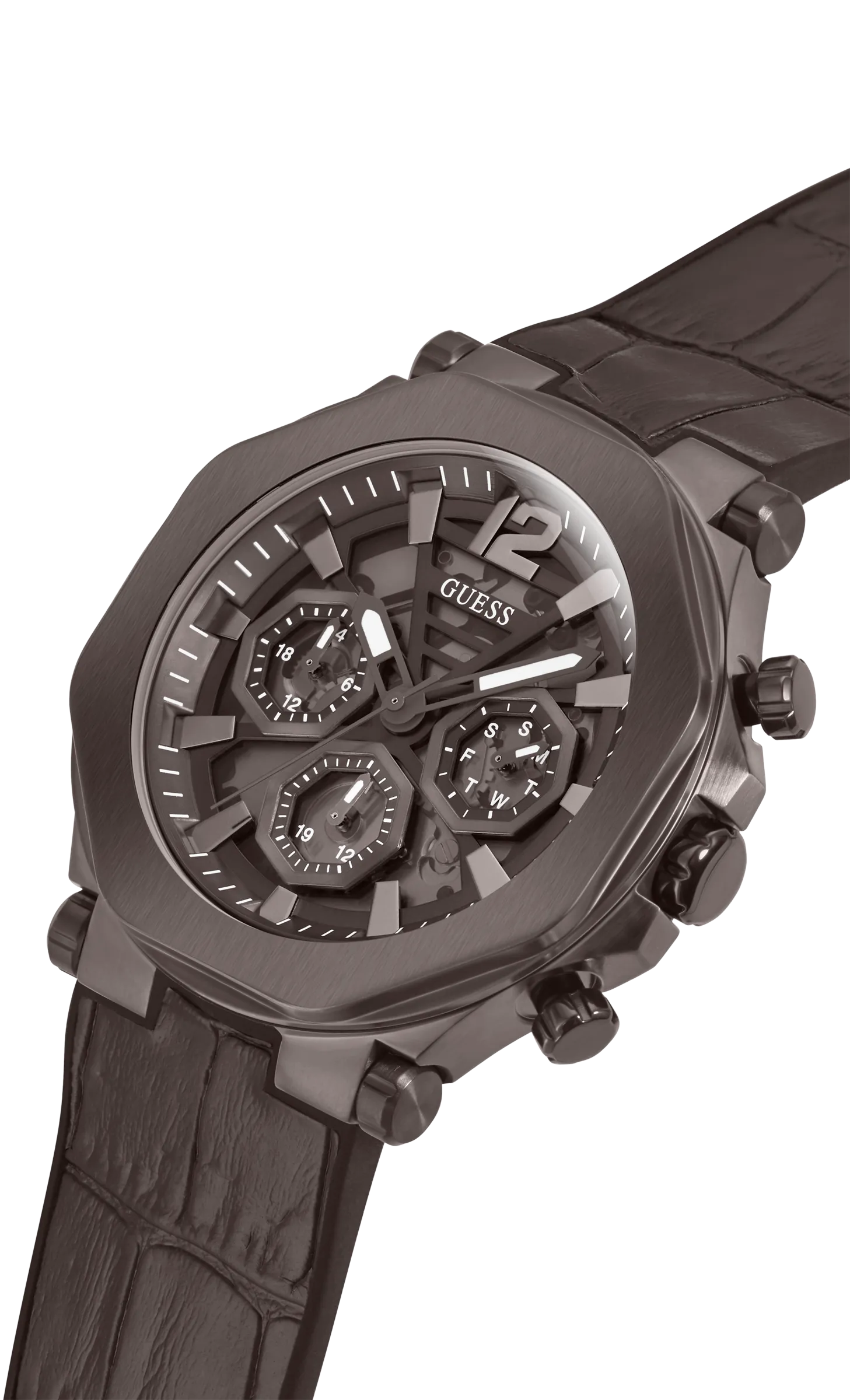 Montres Jewelry Guess Guess - Montre Edge Chocolat Marron pour Homme - GW0492G2 - 785680