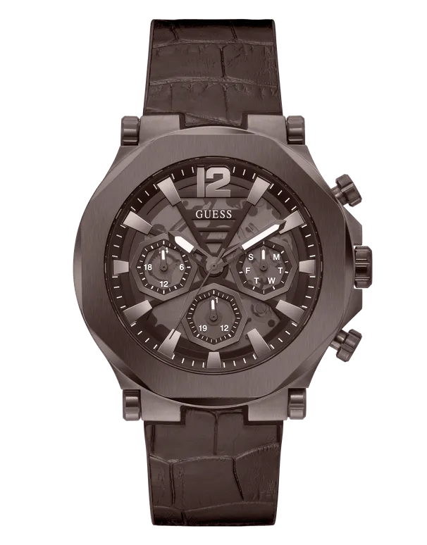 Montres Jewelry Guess Guess - Montre Edge Chocolat Marron pour Homme - GW0492G2 - 785680