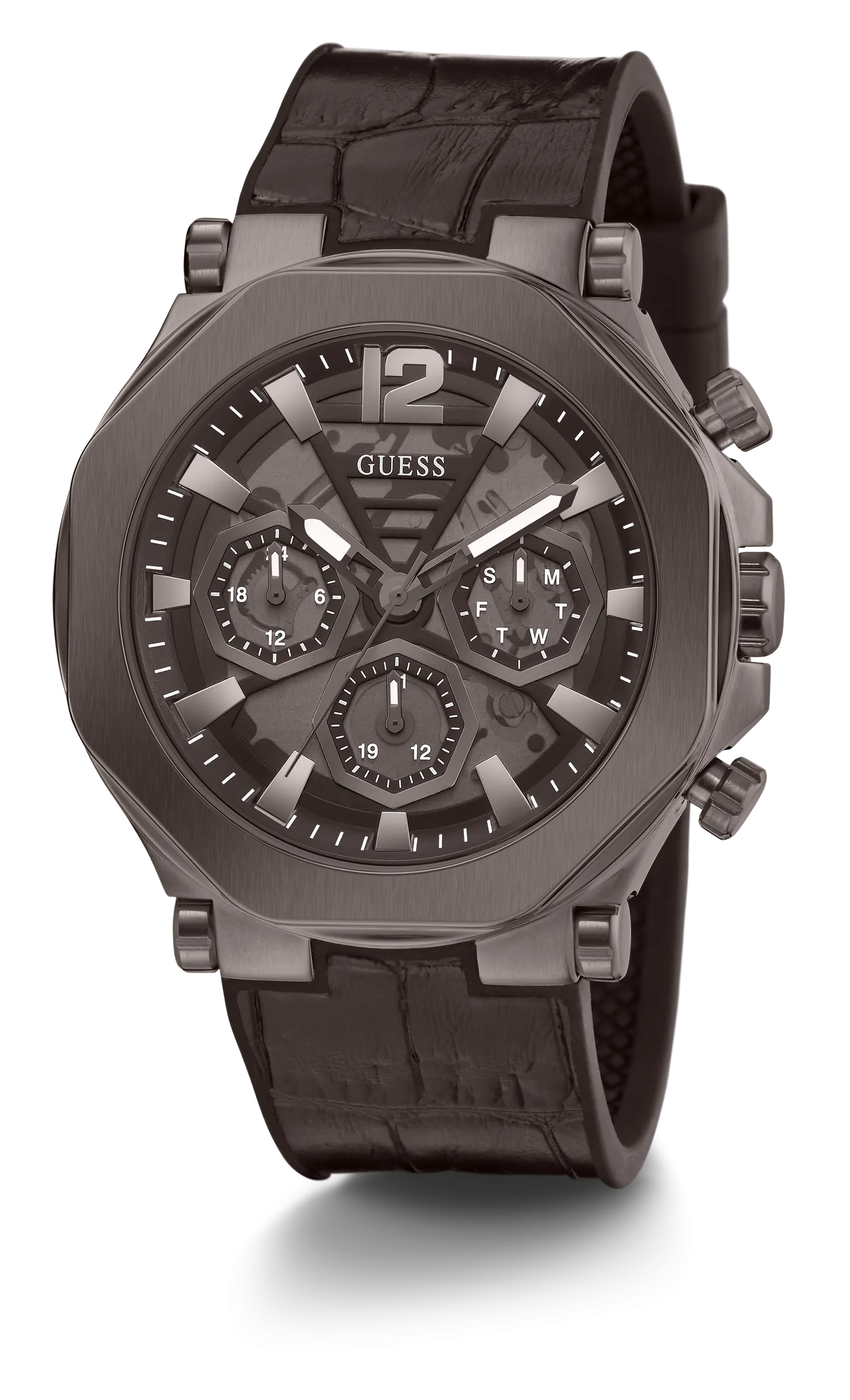 Montres Jewelry Guess Guess - Montre Edge Chocolat Marron pour Homme - GW0492G2 - 785680