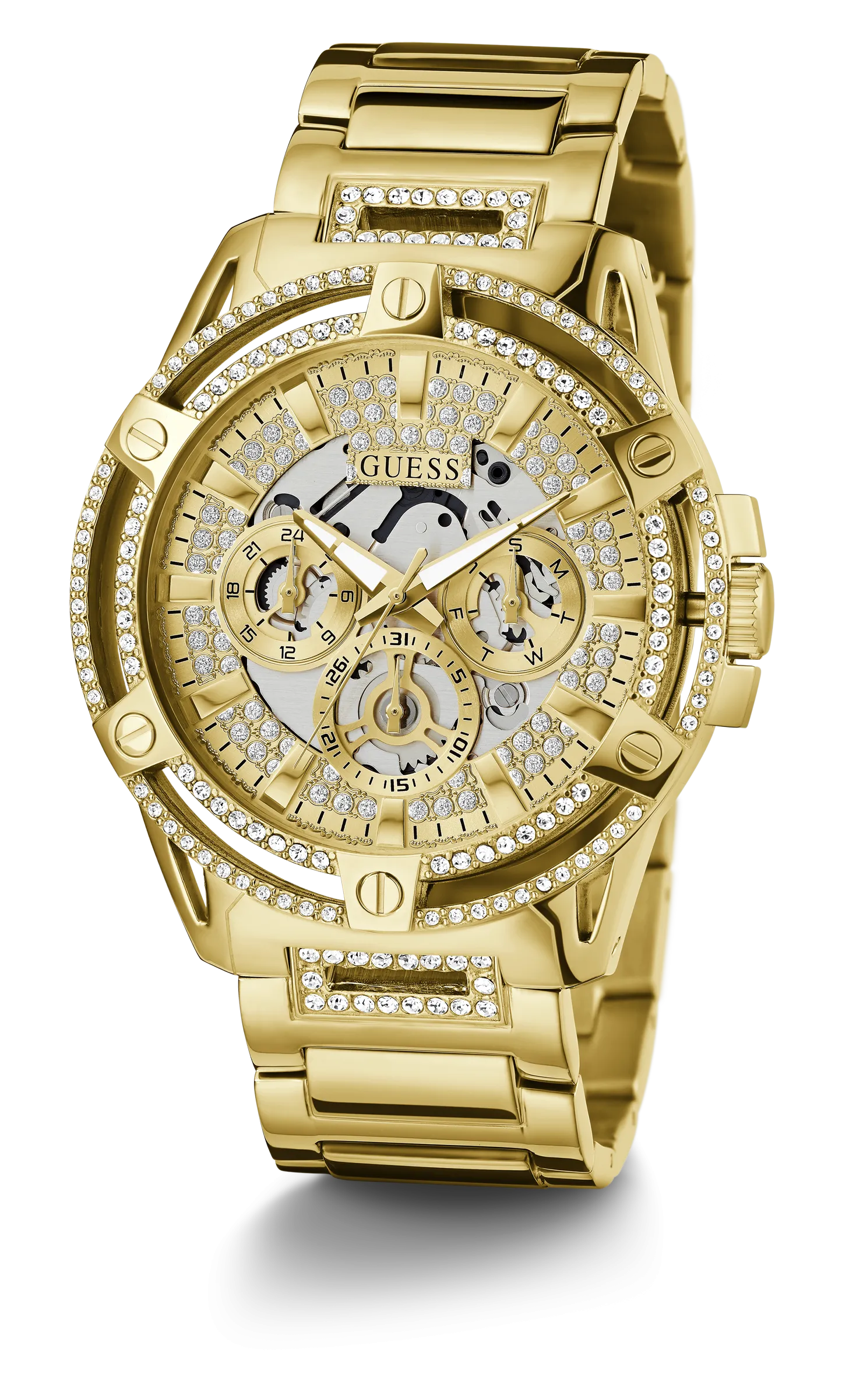 Montres Jewelry Guess Guess - Montre Homme King Or Doré à Cristaux - GW0497G2 - 785674