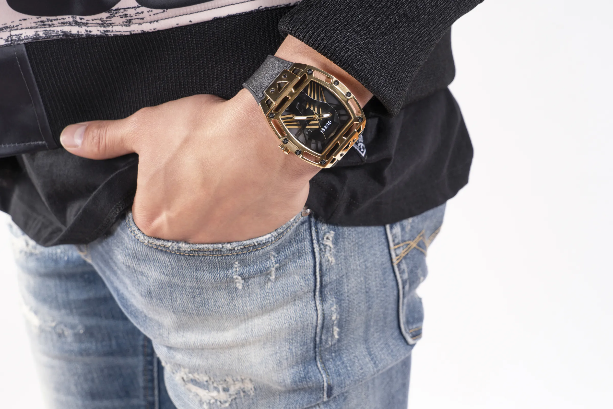 Montres Jewelry Guess Guess - Montre pour Hommes Phoenix Noir et Or - GW0500G1 - 785679