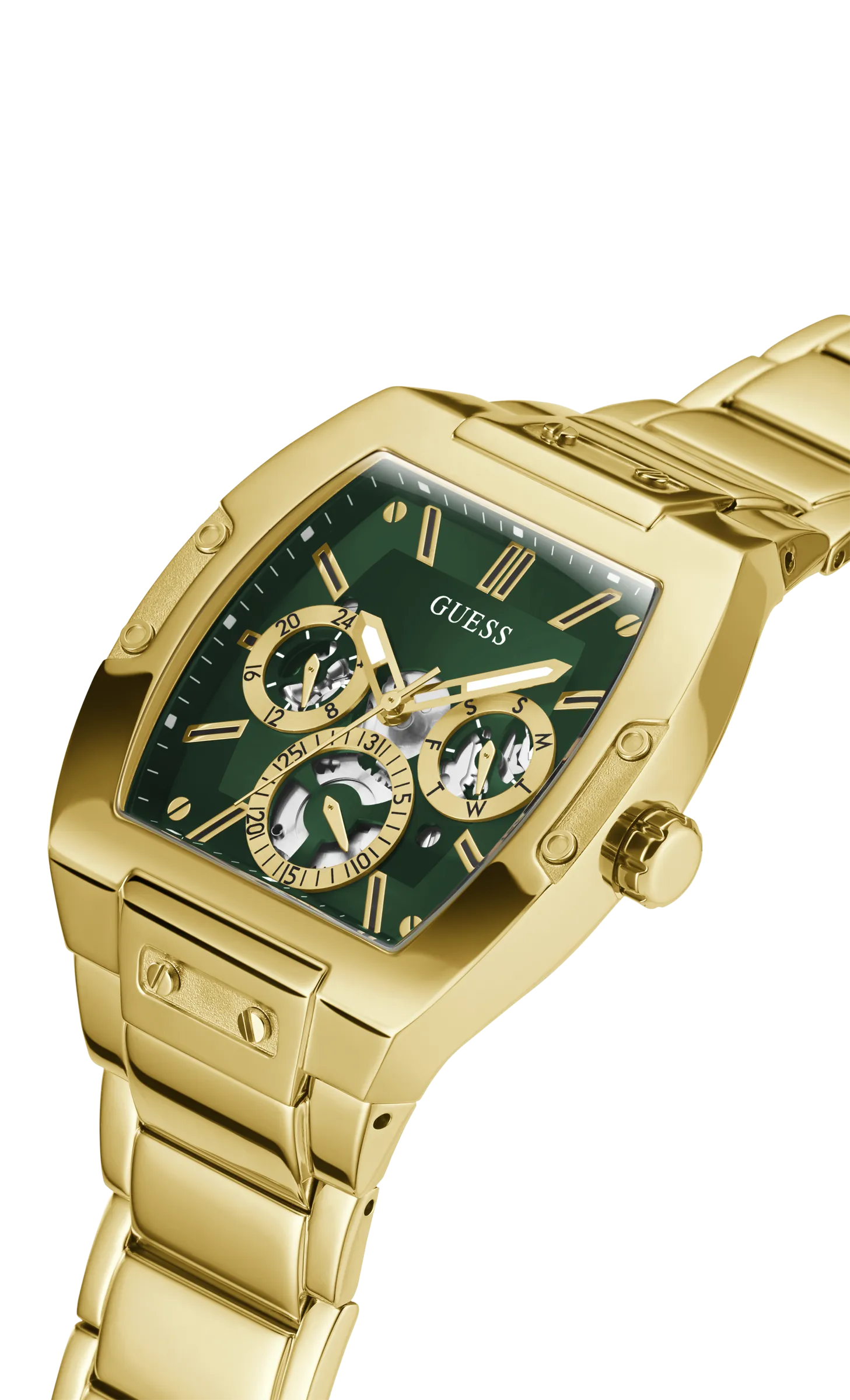 Montres Jewelry Guess Guess - Montre pour Hommes Phoenix Cadran Vert Ton Or - GW0456G3 - 785678