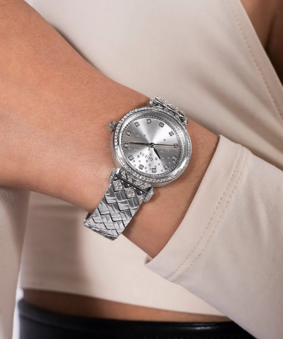 Montres Jewelry Guess GUESS GLITZ CADRAN BRACELET EN ARGENT MATELASSÉ GW0763L1