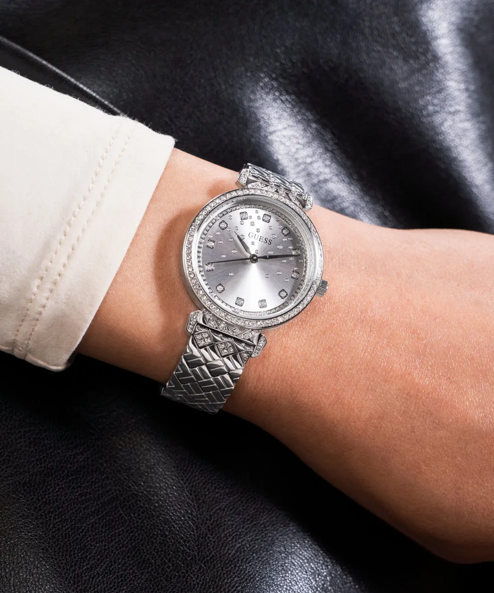 Montres Jewelry Guess GUESS GLITZ CADRAN BRACELET EN ARGENT MATELASSÉ GW0763L1