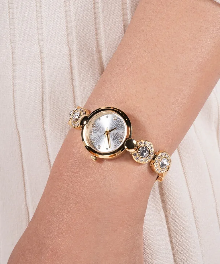Montre pour femme GUESS GW0757L2 en or et cristaux avec bracelet à maillons