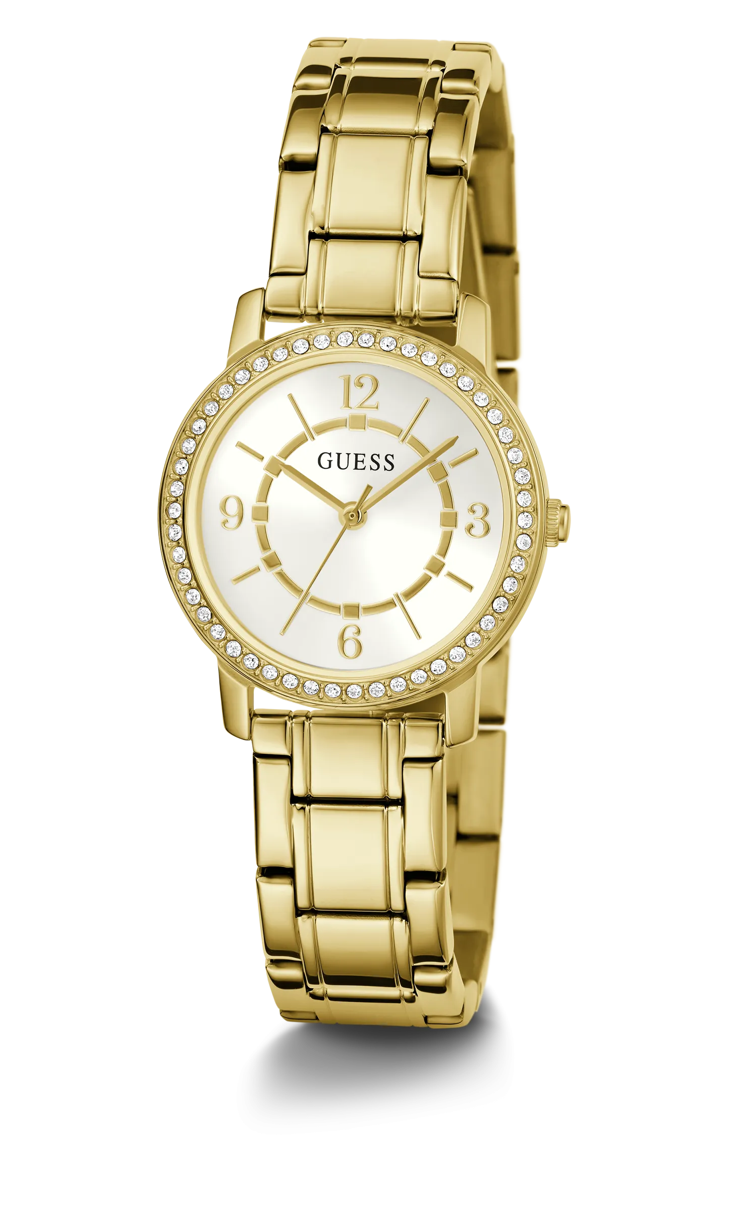 Montres Jewelry Guess Guess - Montre pour Femmes Melody Cadran Argenté Cristal Doré - GW0468L2 - 785671