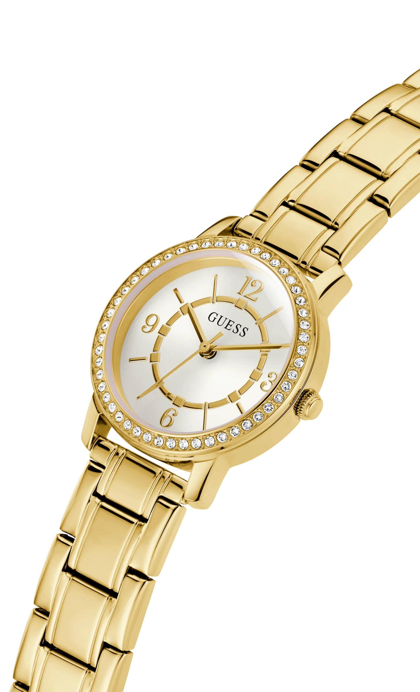 Montres Jewelry Guess Guess - Montre pour Femmes Melody Cadran Argenté Cristal Doré - GW0468L2 - 785671