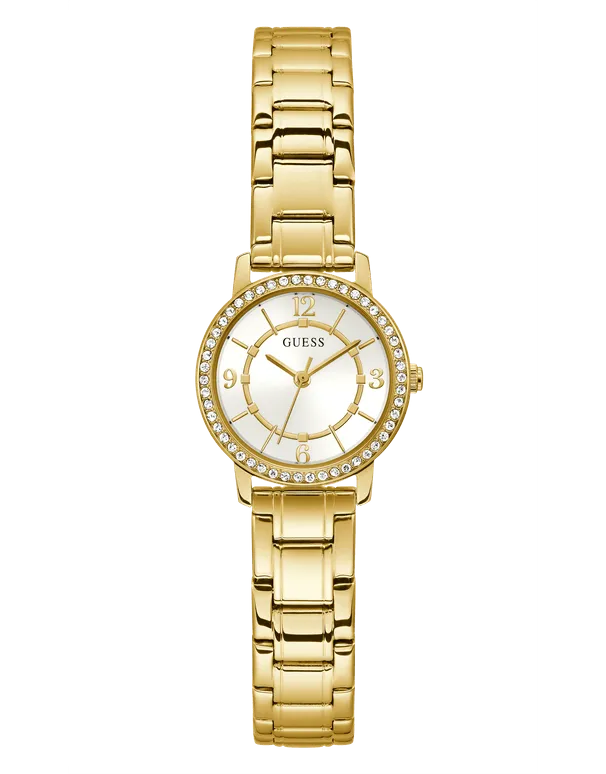 Montres Jewelry Guess Guess - Montre pour Femmes Melody Cadran Argenté Cristal Doré - GW0468L2 - 785671