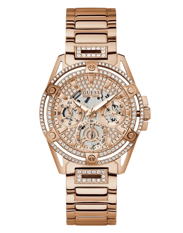 Montres Jewelry Guess Guess - Montre pour Femmes Queen en Ton Or Rose avec Cristaux - GW0464L3 - 785663