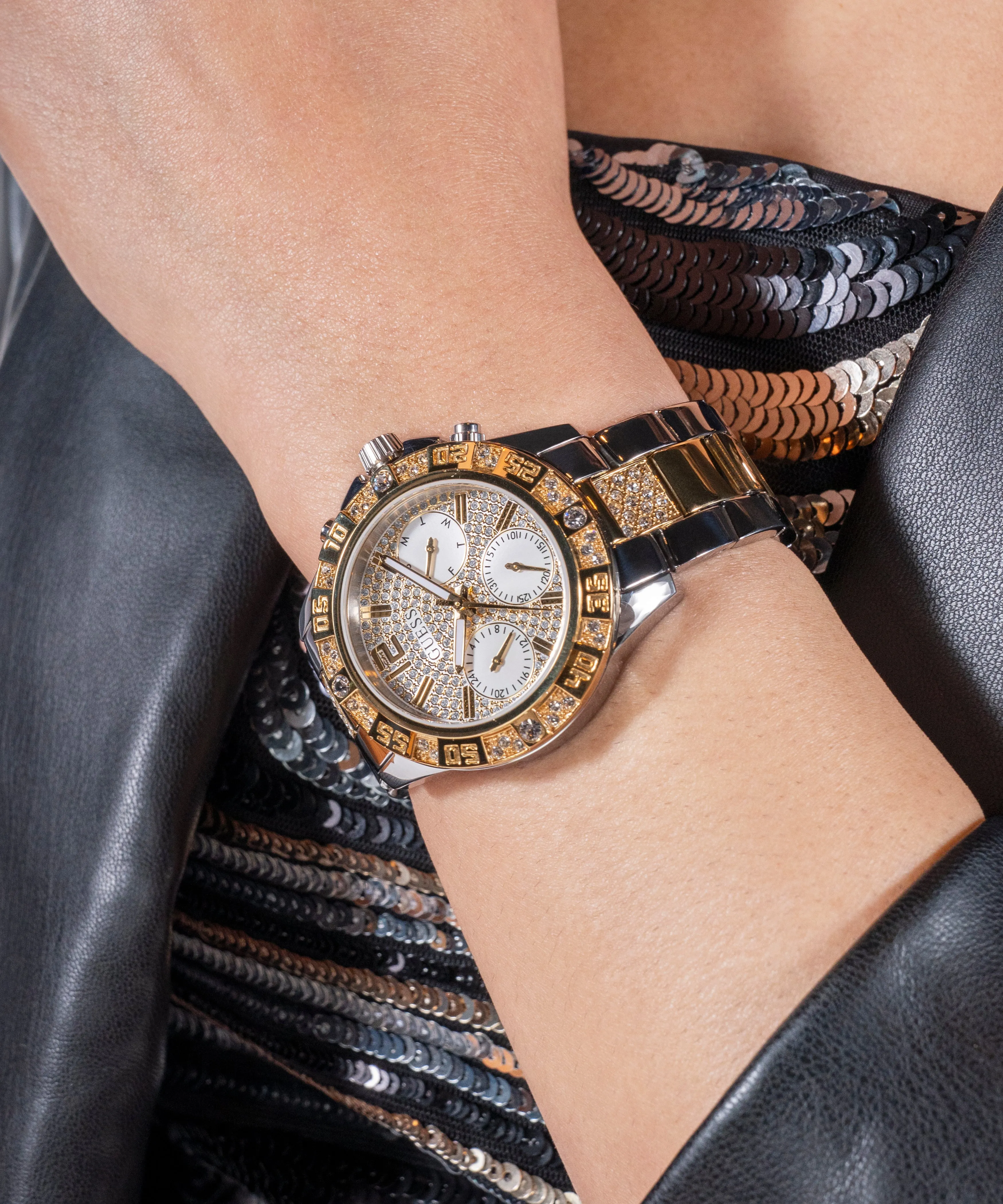 Montres Jewelry Guess Guess - Montre Majesty Polie Bicolore - GW0771L3 - 788627