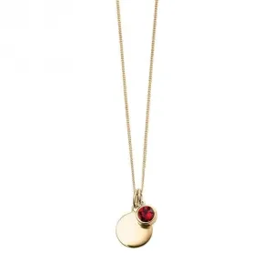 Collier Swarovski P5014 Beginnings Jewellery avec disque gravable en or jaune plaqué et pierre de naissance de juillet