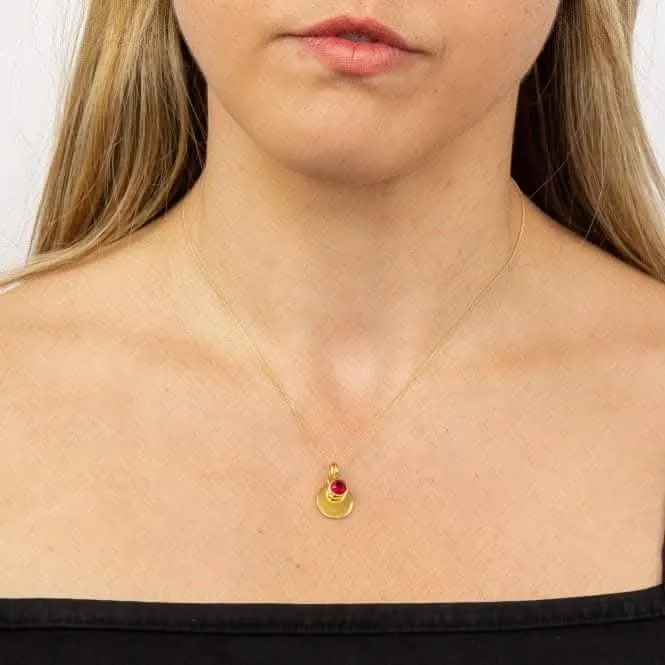 Collier Swarovski P5014 Beginnings Jewellery avec disque gravable en or jaune plaqué et pierre de naissance de juillet