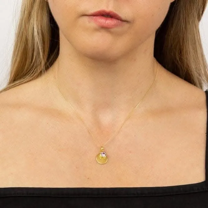 Collier Swarovski P5013 Beginnings Jewellery avec disque gravable et pierre de naissance plaqué or jaune de juin