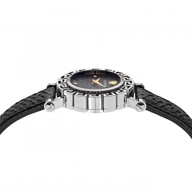 Montre Greca Glam en acier inoxydable noir pour femmes VE2Q00122