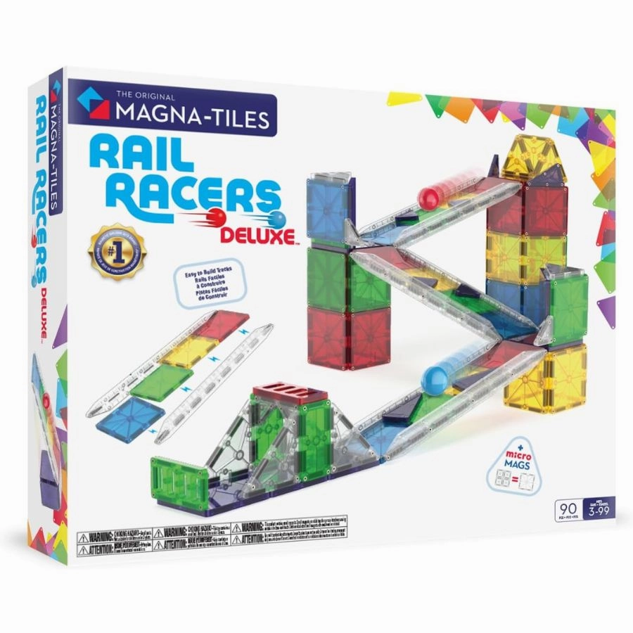 Magna-Tiles - Rail Racers Deluxe 90 Piece Magnetic Construction Set