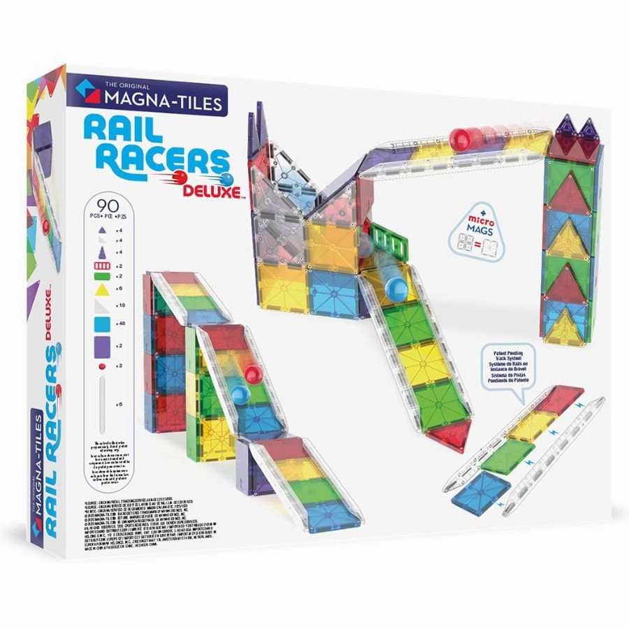 Magna-Tiles - Rail Racers Deluxe 90 Piece Magnetic Construction Set
