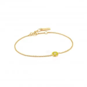 Bracelet en or avec disque en émail jaune néon B040-02G-NY Ania Haie Jewellery