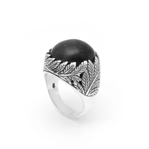 Nick Von K Bijoux Nick Von K - Bague Double Fougère en Pounamu Noir