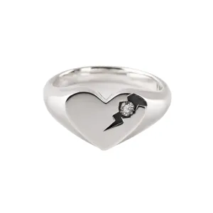 Nick Von K Bijoux Nick Von K - Bague Cœur Imparfaitement Parfait avec Diamant de Laboratoire en Argent Sterling