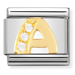 Pendentif Initiale Nomination en Or 18 carats et CZ Lettre A