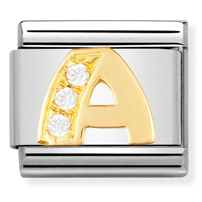Pendentif Initiale Nomination en Or 18 carats et CZ Lettre A