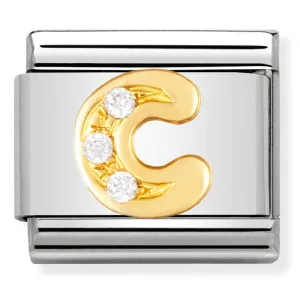 Pendentif initiale Nomination en or 18 carats et cristaux CZ - Lettre C