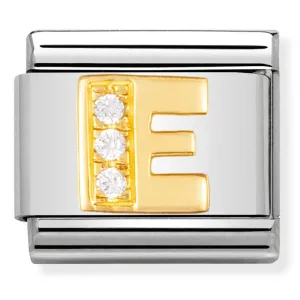 Pendentif Initiale Nomination en Or 18 carats et CZ Lettre E