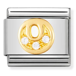 Pendentif initiale Nomination en or 18 carats et cristaux CZ - Lettre O