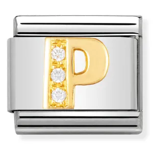 Pendentif Initiales Nomination Lettre P en Or 18 carats et CZ