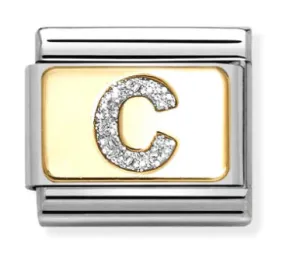 Initiales de Nomination Bijoux Lettre Scintillante C Charme en Or