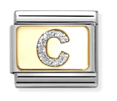 Initiales de Nomination Bijoux Lettre Scintillante C Charme en Or