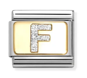 Initiales de Nomination Bijoux Lettre Scintillante F Charme en Or