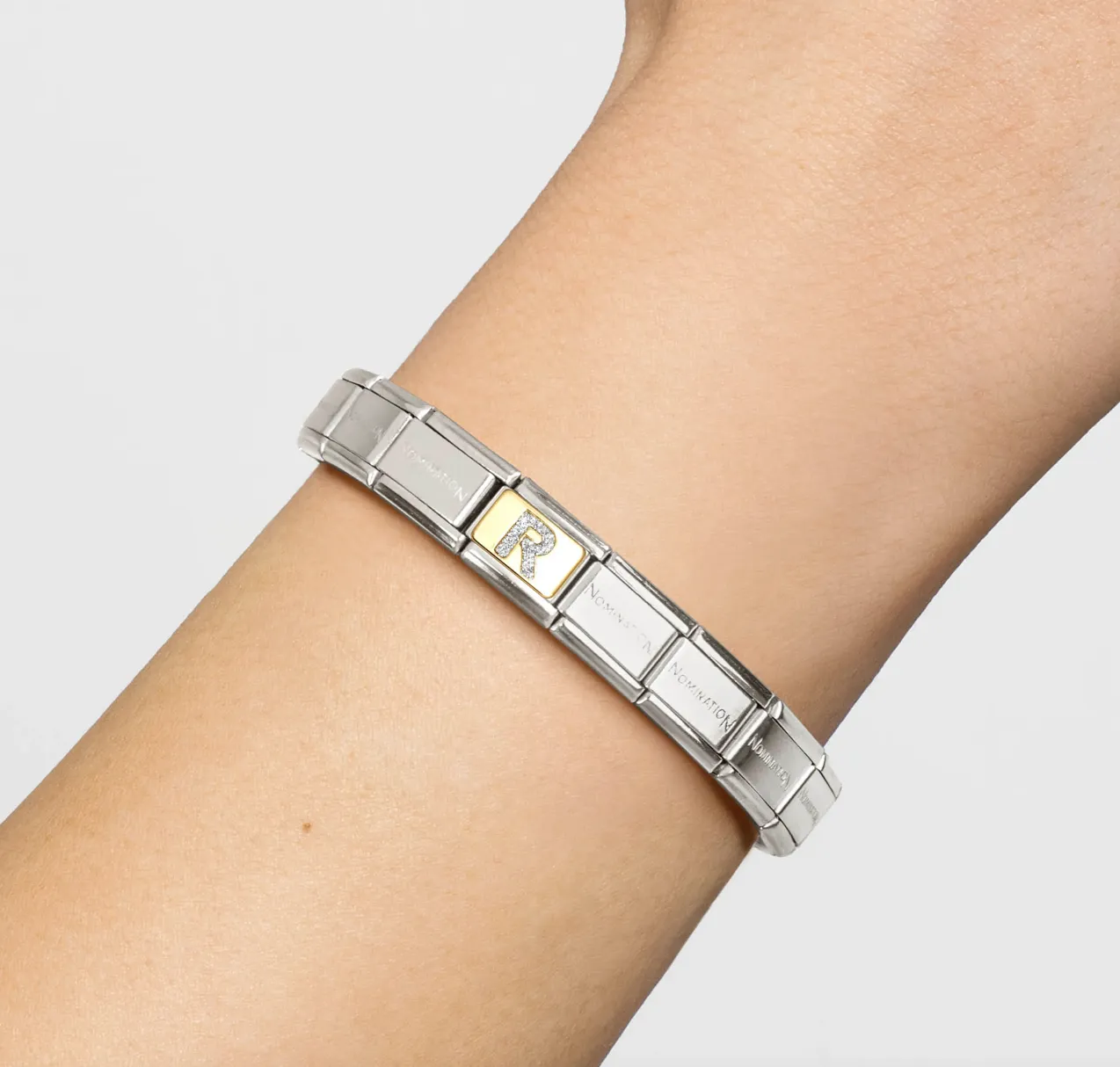 Initiales de Nomination Bijoux Lettre Scintillante R Charme en Or