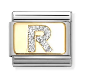 Initiales de Nomination Bijoux Lettre Scintillante R Charme en Or