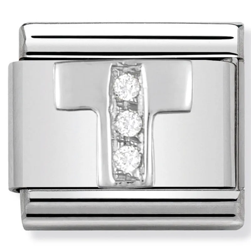 Charme en argent lettre T initiale de bijoux de nomination