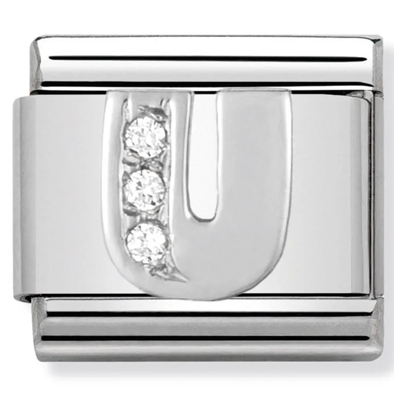Charme en argent lettre U initiale de nomination bijoux