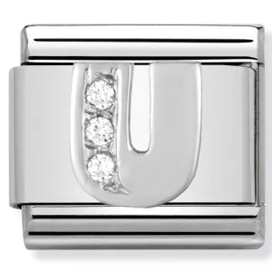 Charme en argent lettre U initiale de nomination bijoux