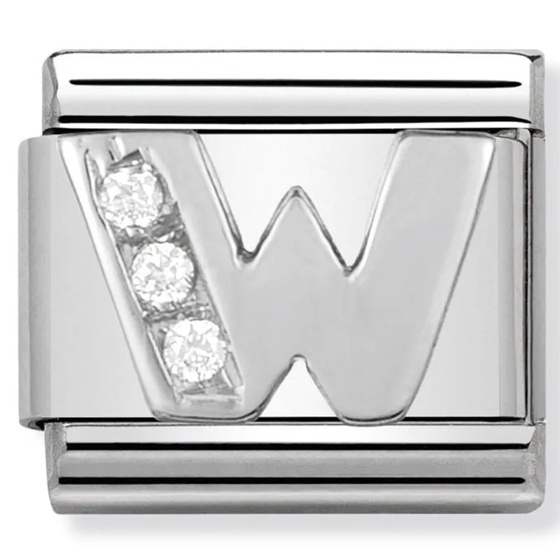 Charme en argent lettre W pour bijoux initiales de nomination