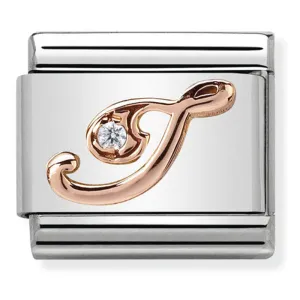 Initiales de Nomination Bijou Lettre I Charme Or Rose