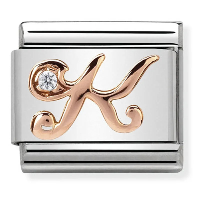 Initiales de nomination Bijou Lettre K Charme Or rose