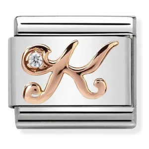 Initiales de nomination Bijou Lettre K Charme Or rose