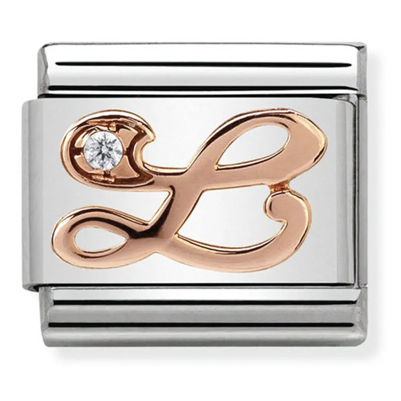 Initiales de nomination Bijou Lettre L Charme Or rose