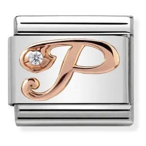 Initiales de nomination Bijou Lettre P Charme Rosegold