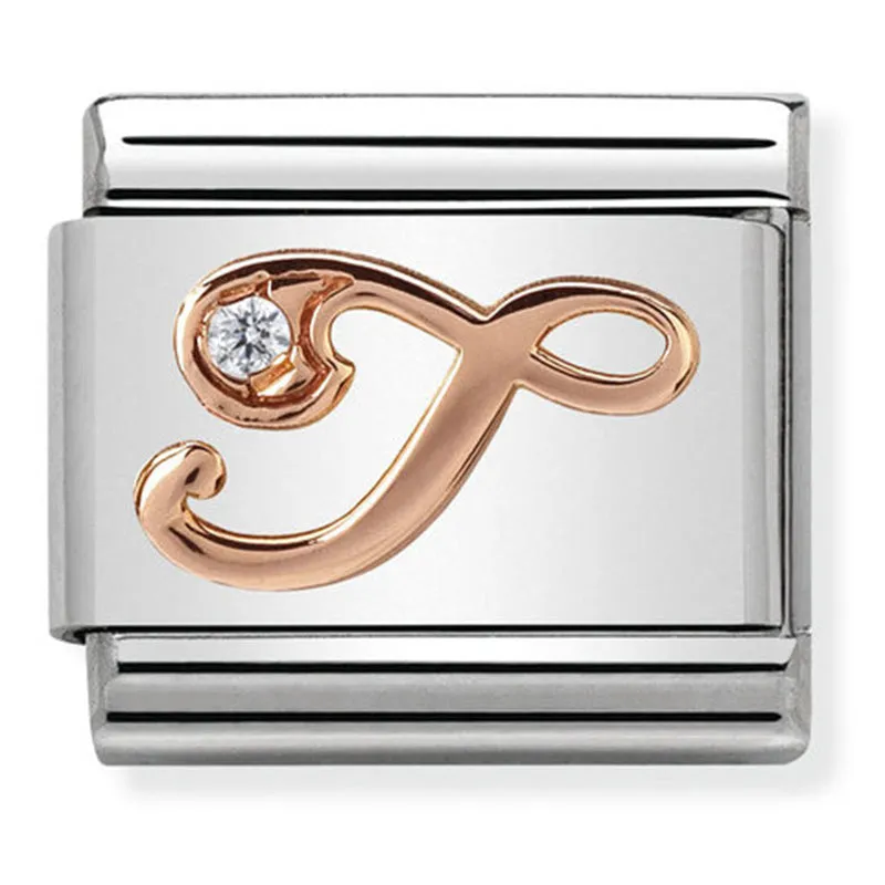 Initiales de nomination Bijou Lettre T Charme Or rose