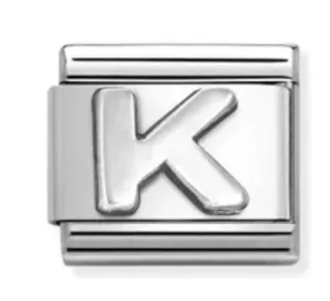 Initiales de Nomination Bijoux Lettre en Argent Charme K