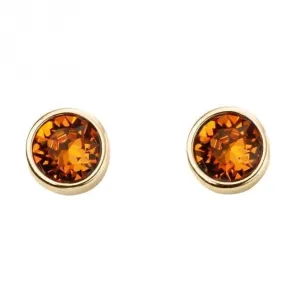Boucles d'oreilles en pierre de naissance plaquées or jaune de novembre avec cristal Swarovski E1547 - Débuts de bijoux