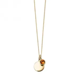 Collier Swarovski P5018 Débuts Bijoux avec Disque Gravable en Or Jaune et Pierre de Naissance de Novembre