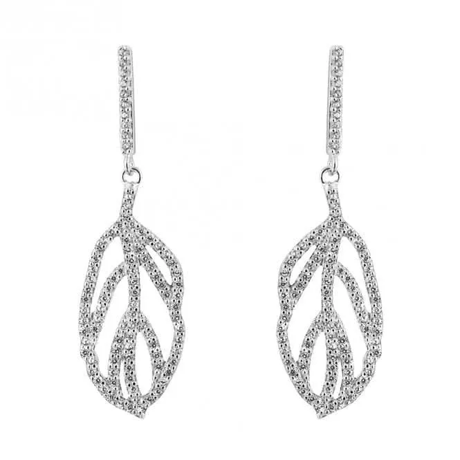 Boucle d'oreille en feuille organique avec zirconium E6250C Beginnings Jewellery