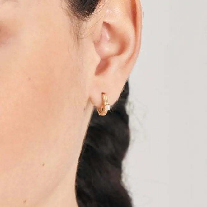 Boucles d'oreilles huggie à cabochon de perle E043-03G Ania Haie Jewellery