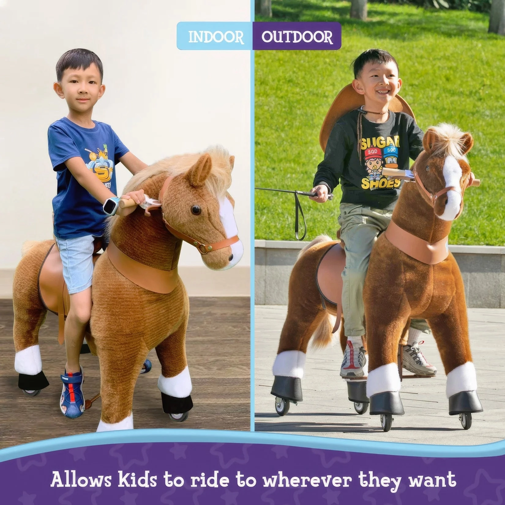 PonyCycle Mechanically Walking Ride-On - Brown Horse - Age 3-5 Years